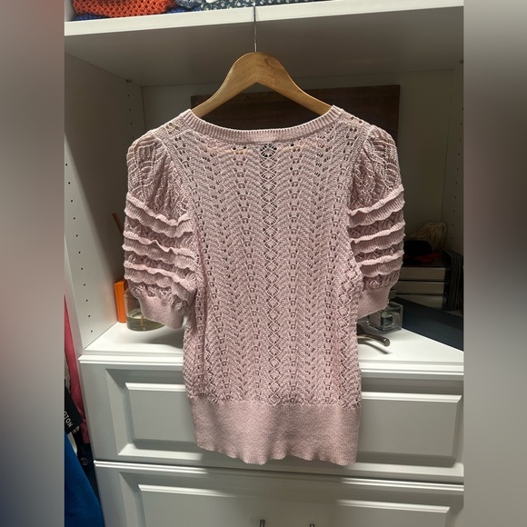 Express Light Pink Lace Knit Top - Picture 4 of 4